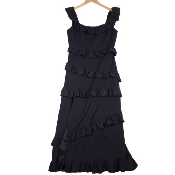 Show Me Your Mumu Greta Ruffle Maxi Dress XL Black Sleeveless Boho Chic Formal - Picture 1 of 10
